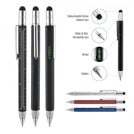 652 Metal Su Terazili - Tornavidalı Touchpen Kalem 652 Metal Su Terazili - Tornavidalı Touchpen Kalem